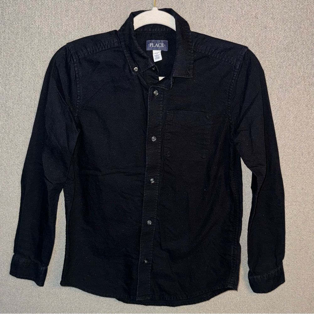 The Children's Place size L 10/12 Black Casual Button-Down Shirt